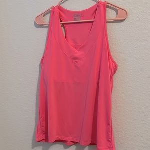 Lucky in Love Hot Neon Pink Razorback Tank Size: XL
